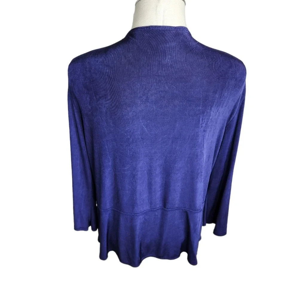 Chico's Travelers Slinky Tie Front Cardigan Size 3 XL Navy Blue‎